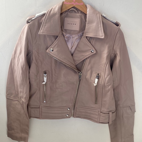 (A8) NEW Blank NYC Pink Genuine Leather Moto Jacket, Size Medium, NWOT - Picture 5 of 14